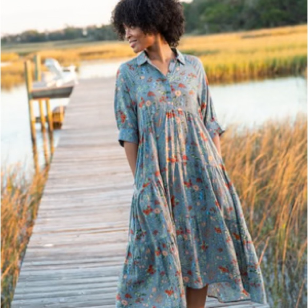 Natural Life Blue Floral Midi Dress